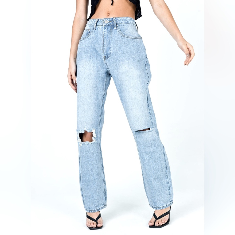 Princess Polly Fairmount Straight Leg Light Wash Jeans Size 0